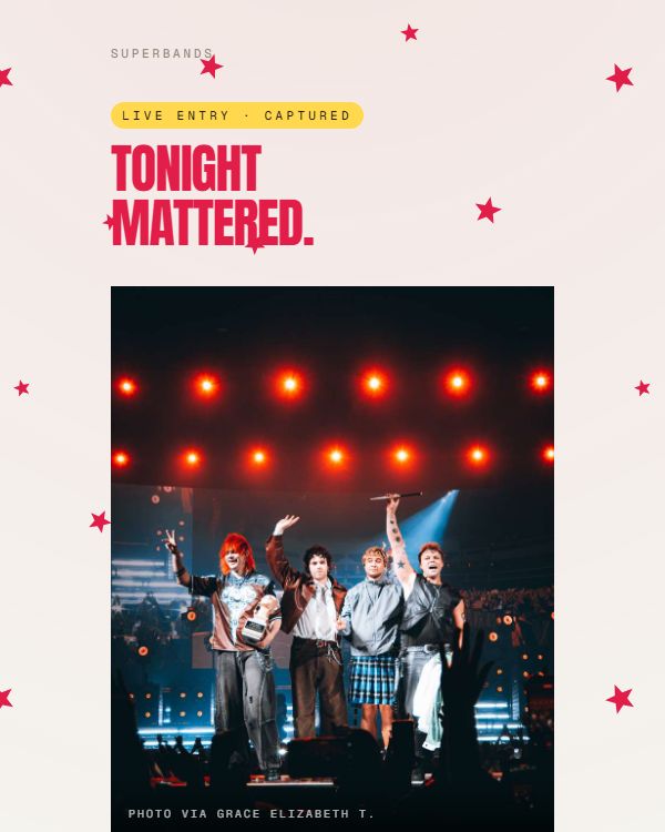 The Receipt: a post-show keepsake card for a live concert